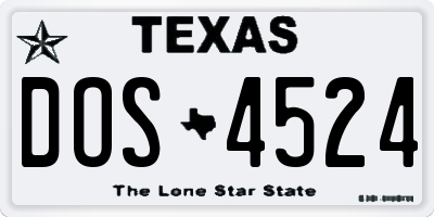 TX license plate DOS4524