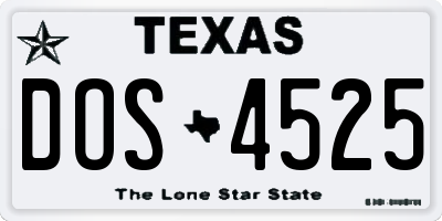 TX license plate DOS4525