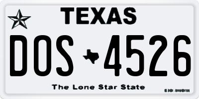 TX license plate DOS4526
