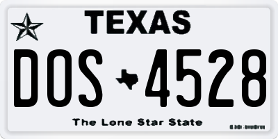 TX license plate DOS4528