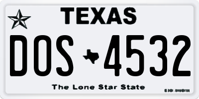 TX license plate DOS4532