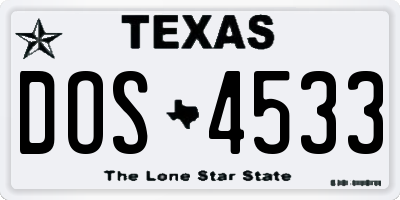 TX license plate DOS4533