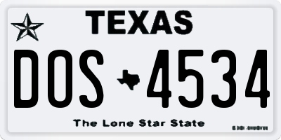 TX license plate DOS4534