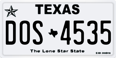 TX license plate DOS4535