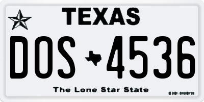 TX license plate DOS4536