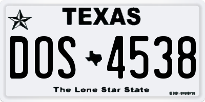 TX license plate DOS4538