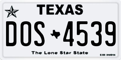 TX license plate DOS4539