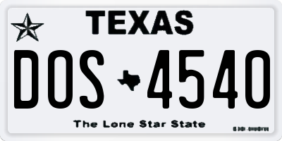 TX license plate DOS4540