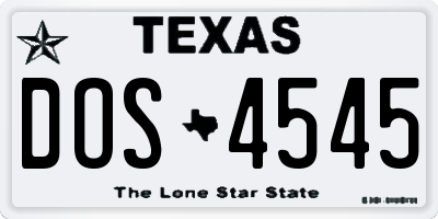 TX license plate DOS4545