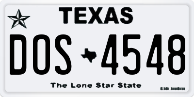 TX license plate DOS4548