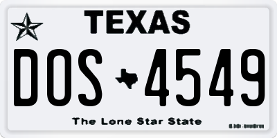 TX license plate DOS4549