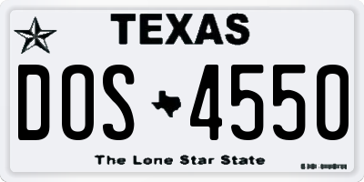 TX license plate DOS4550