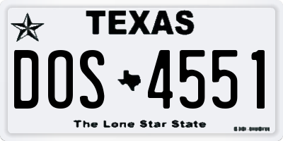TX license plate DOS4551