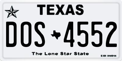 TX license plate DOS4552
