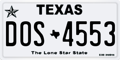 TX license plate DOS4553