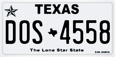 TX license plate DOS4558