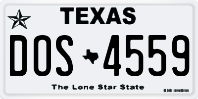 TX license plate DOS4559