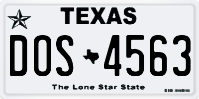 TX license plate DOS4563