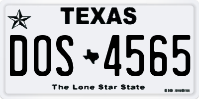 TX license plate DOS4565