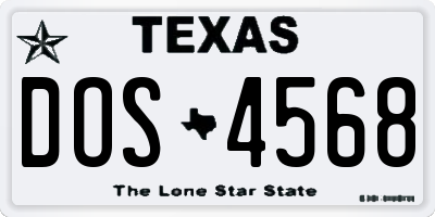 TX license plate DOS4568