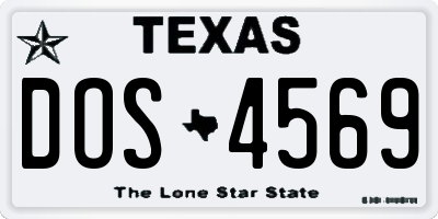 TX license plate DOS4569