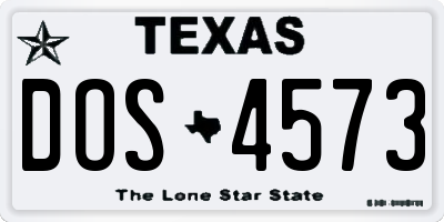 TX license plate DOS4573