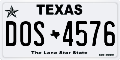 TX license plate DOS4576