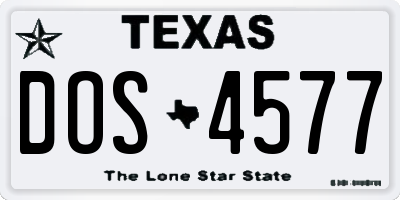 TX license plate DOS4577