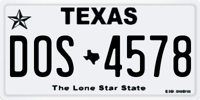TX license plate DOS4578