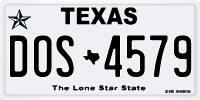 TX license plate DOS4579