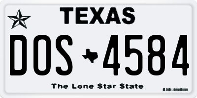 TX license plate DOS4584