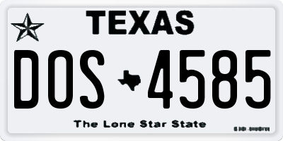 TX license plate DOS4585