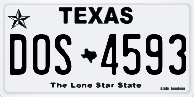 TX license plate DOS4593