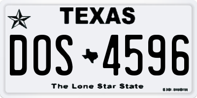TX license plate DOS4596