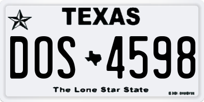 TX license plate DOS4598