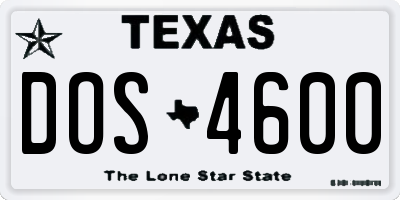 TX license plate DOS4600