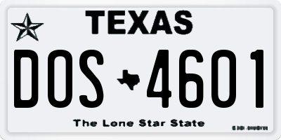 TX license plate DOS4601