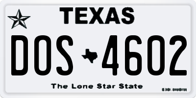 TX license plate DOS4602