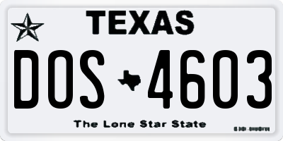 TX license plate DOS4603