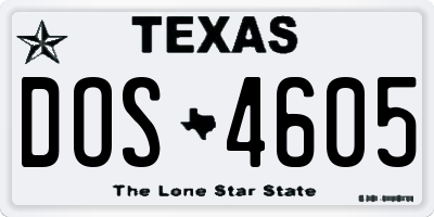 TX license plate DOS4605
