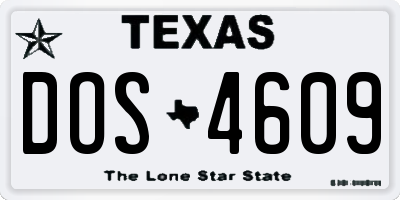 TX license plate DOS4609