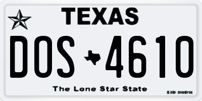 TX license plate DOS4610