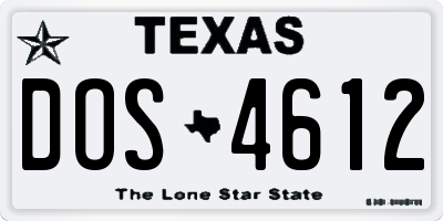 TX license plate DOS4612