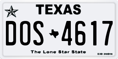 TX license plate DOS4617