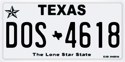 TX license plate DOS4618