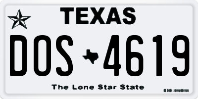 TX license plate DOS4619