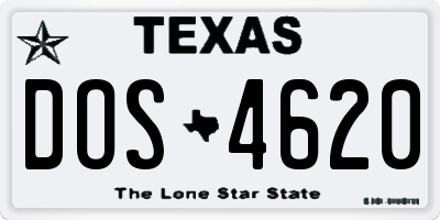 TX license plate DOS4620