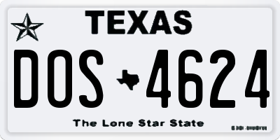 TX license plate DOS4624