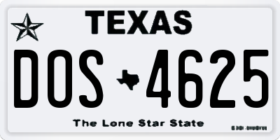 TX license plate DOS4625