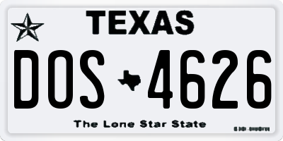 TX license plate DOS4626